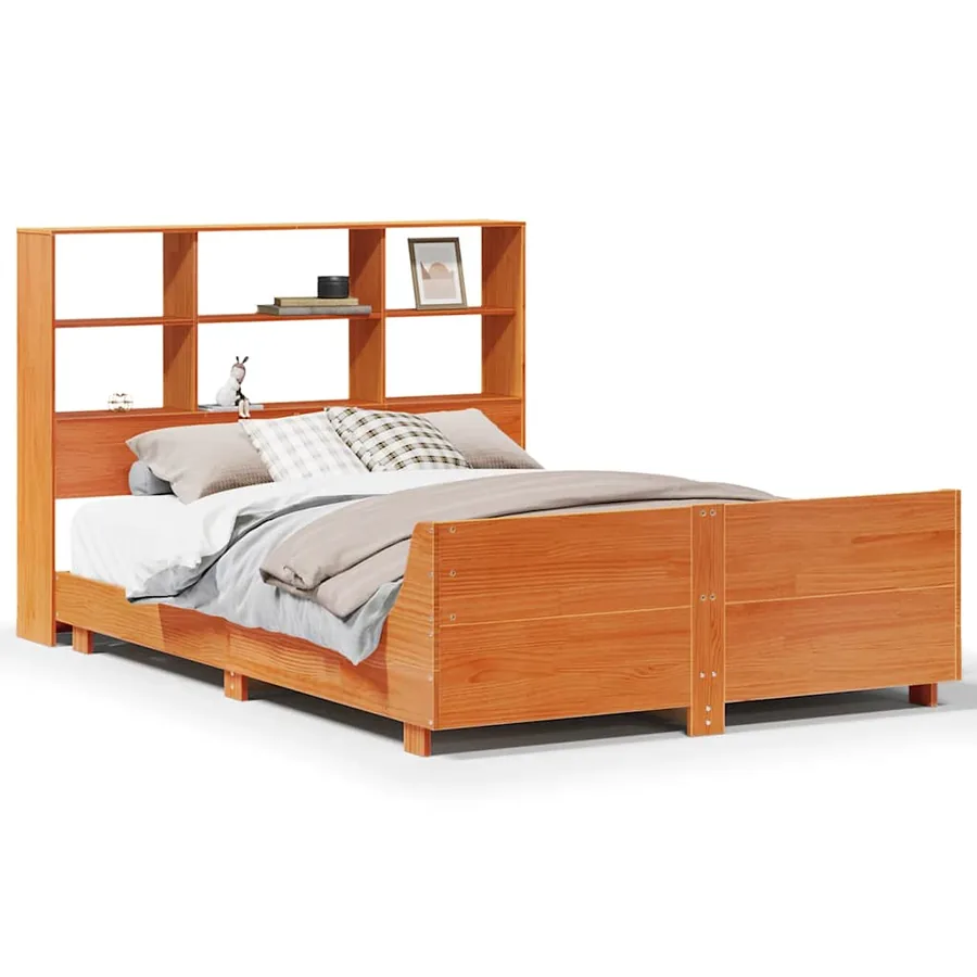 Cadre de lit sans matelas cire marron 140x190cm bois pin massif - 2