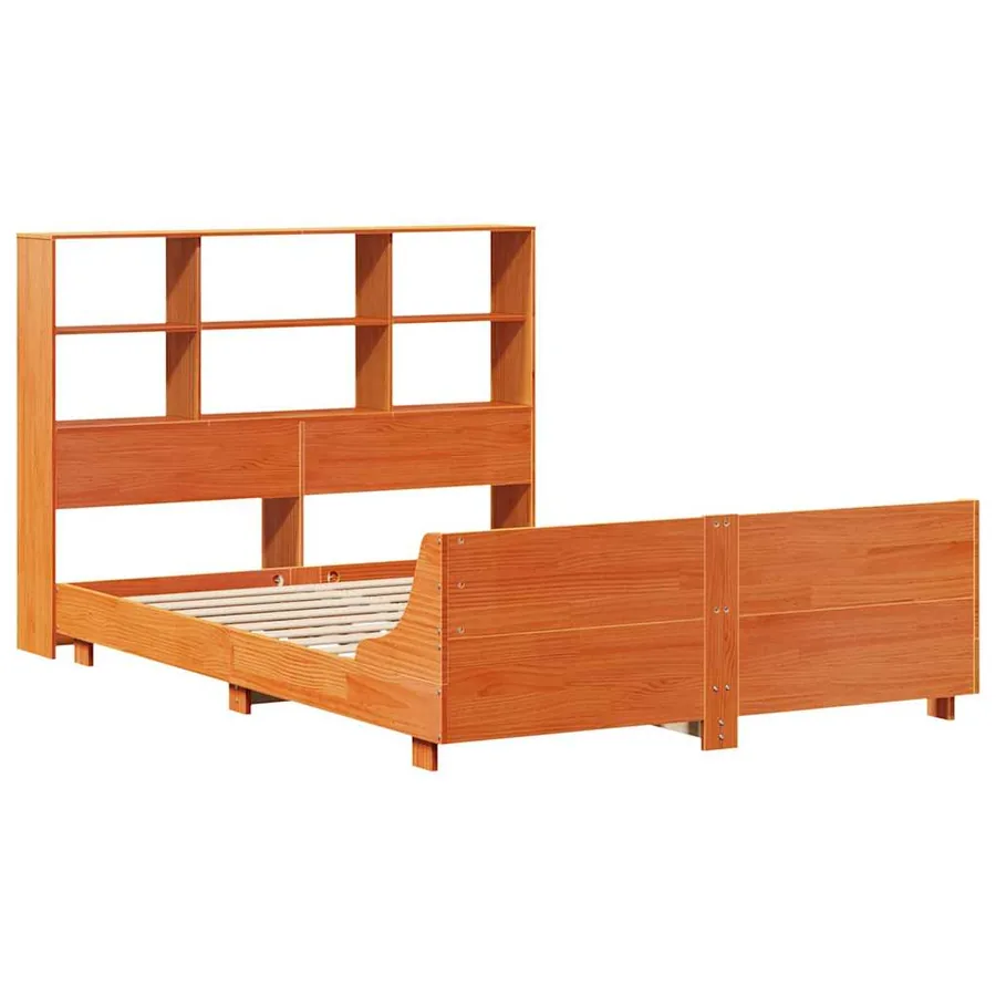 Cadre de lit sans matelas cire marron 140x190cm bois pin massif - 3