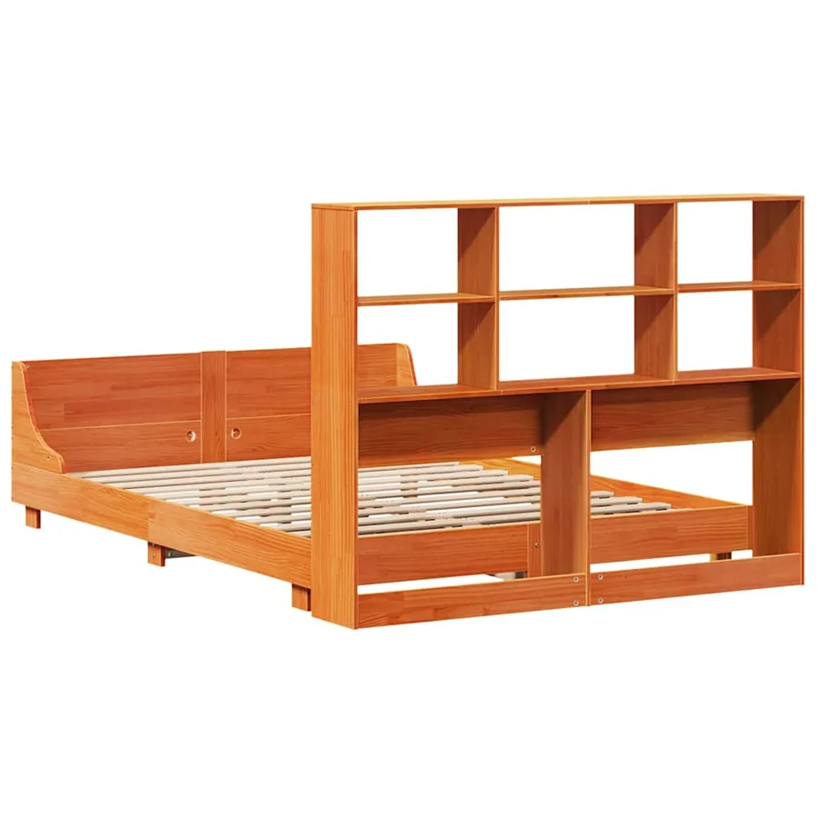 Cadre de lit sans matelas cire marron 140x190cm bois pin massif - 8