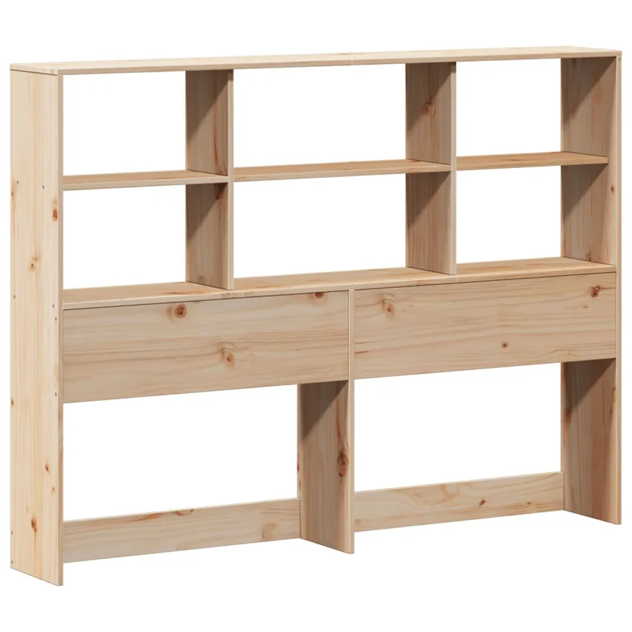Lit bibliothèque sans matelas 140x190 cm bois de pin massif - 6
