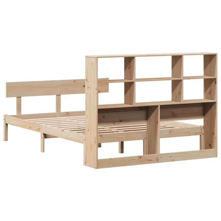Lit bibliothèque sans matelas 140x190 cm bois de pin massif - 8