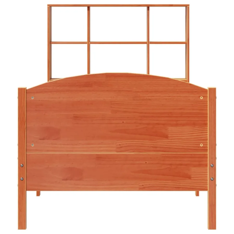 Lit bibliothèque sans matelas cire marron 100x200 cm pin massif - 4