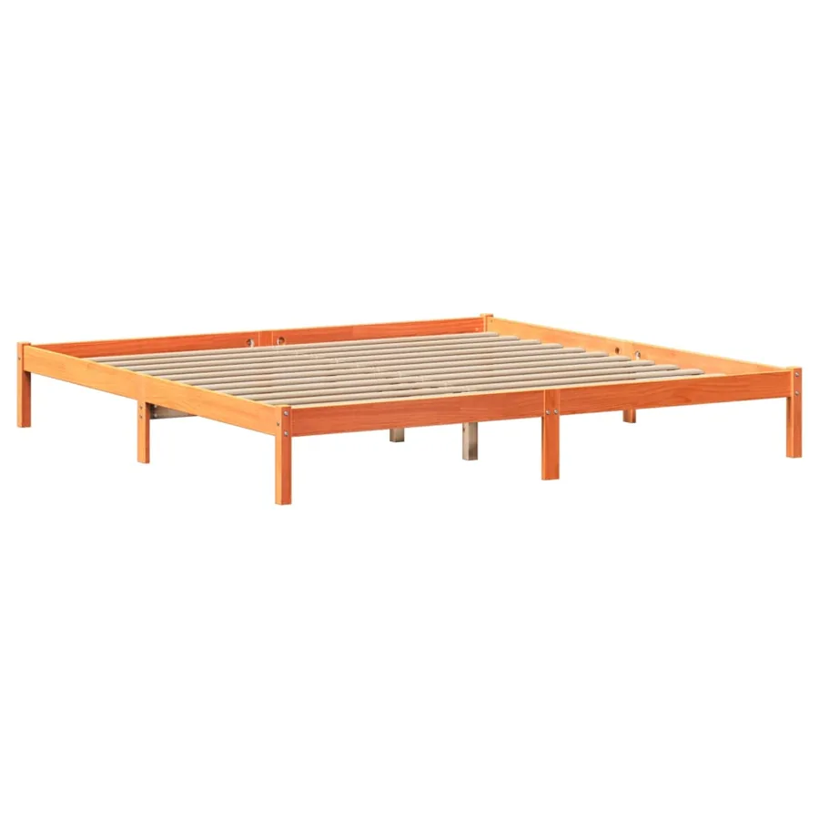 Lit bibliothèque sans matelas cire marron 180x200 cm pin massif - 5