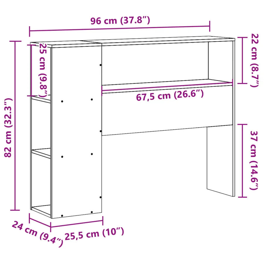 Tête de lit avec rangement 90 cm bois massif de pin - 10