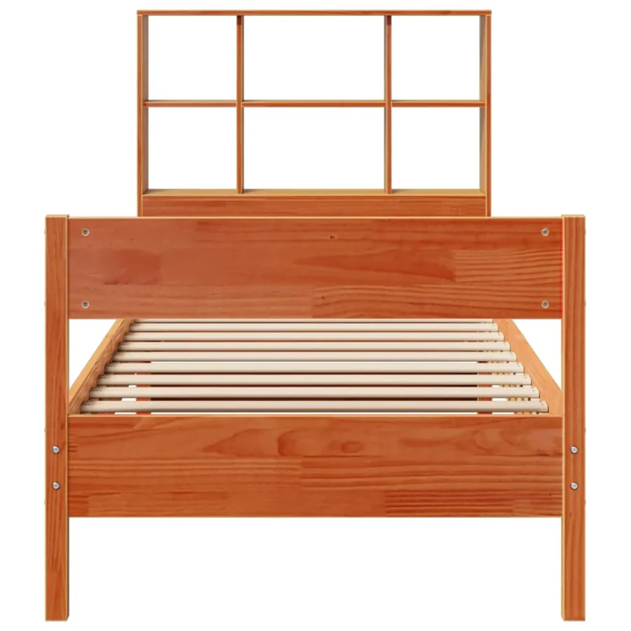 Lit bibliothèque sans matelas cire marron 75x190 cm pin massif - 4