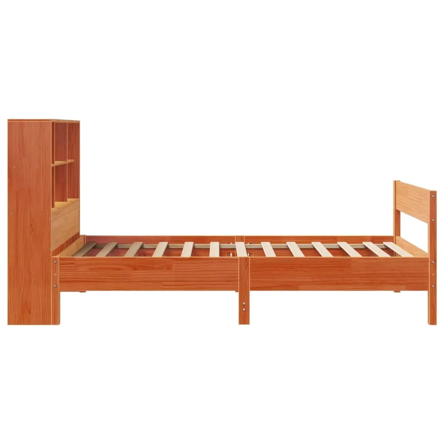 Lit bibliothèque sans matelas cire marron 75x190 cm pin massif - 5