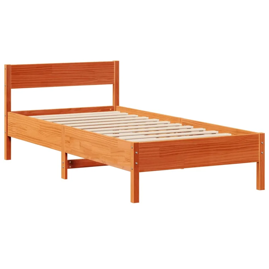 Lit bibliothèque sans matelas cire marron 75x190 cm pin massif - 8