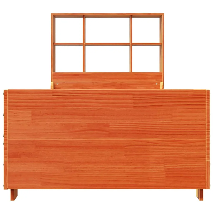 Lit bibliothèque sans matelas cire marron 75x190 cm bois massif - 4