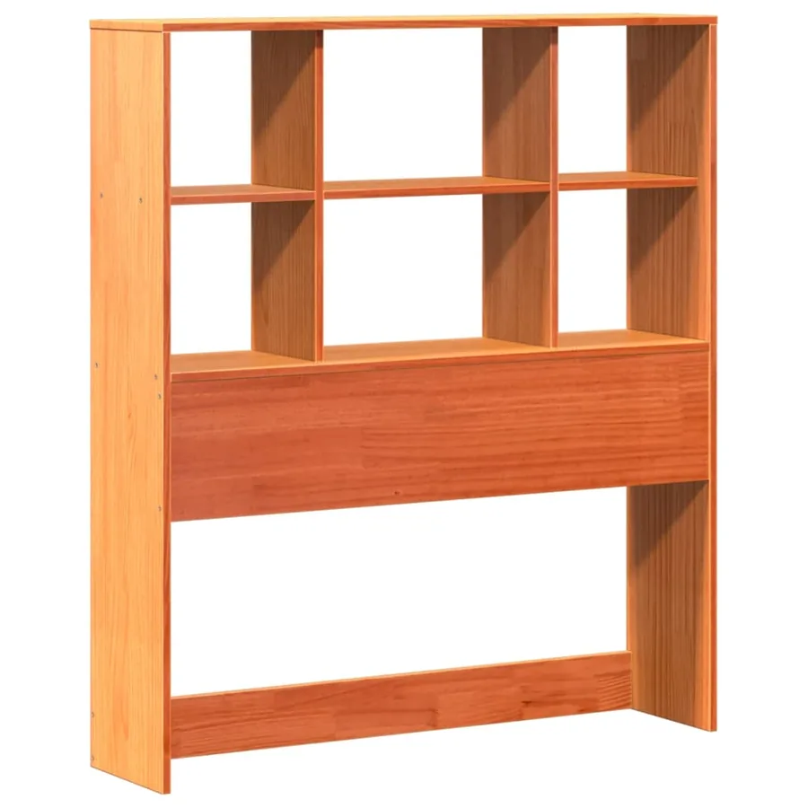 Lit bibliothèque sans matelas cire marron 75x190 cm bois massif - 6