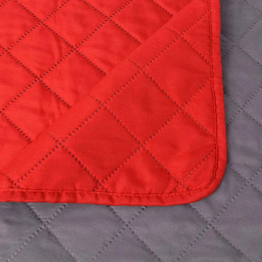 Couvre-lit matelassé double-face Rouge et gris 220x240 cm - 5
