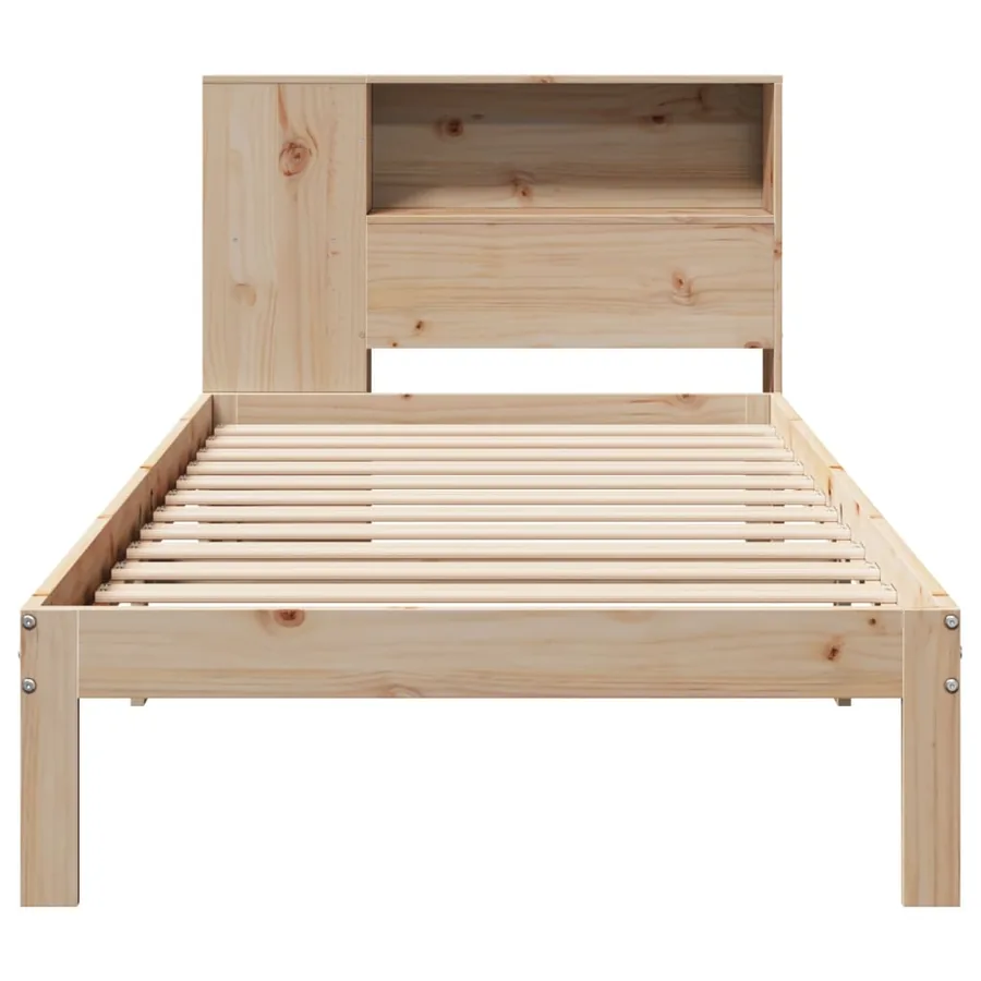 Lit bibliothèque sans matelas 90x200 cm bois de pin massif - 4