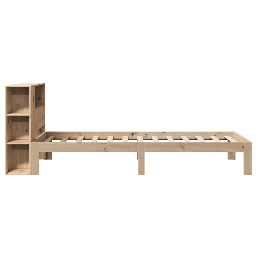 Lit bibliothèque sans matelas 90x200 cm bois de pin massif - 7