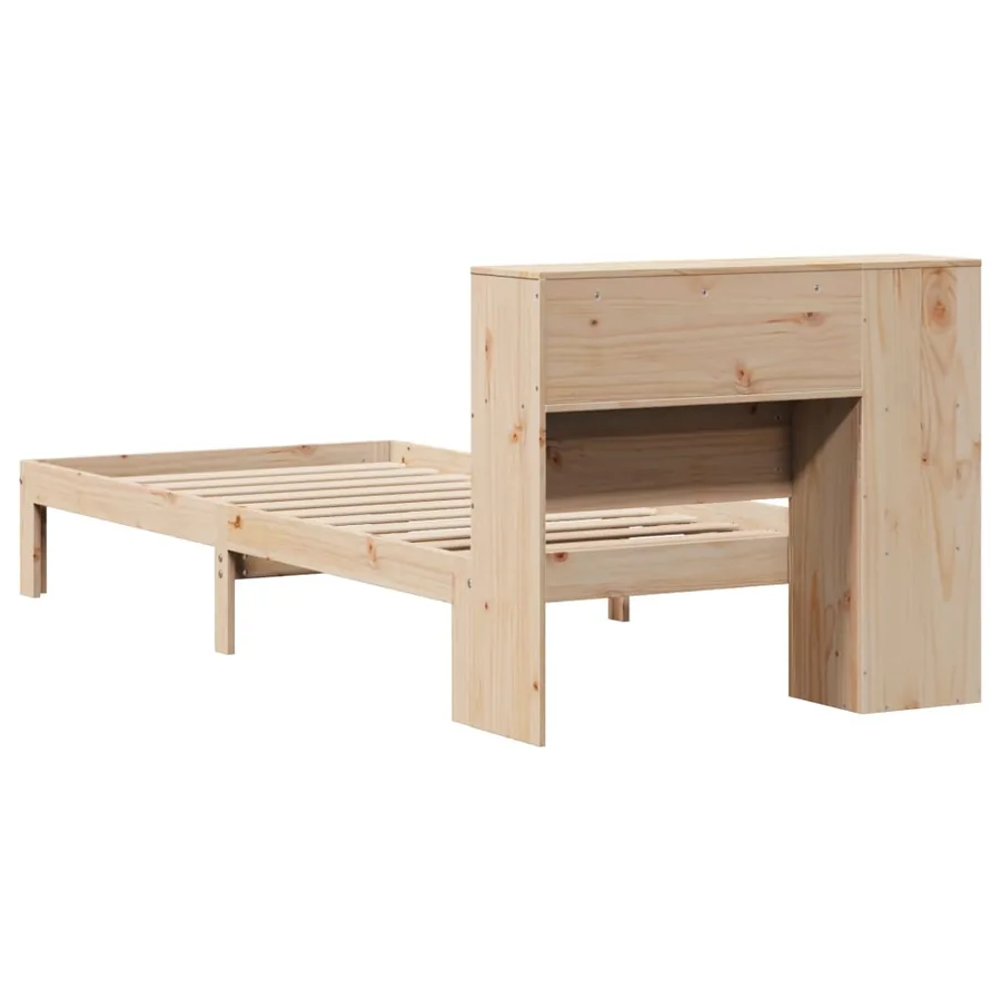 Lit bibliothèque sans matelas 90x200 cm bois de pin massif - 8