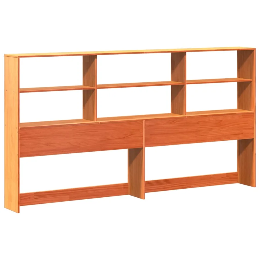 Lit bibliothèque sans matelas cire marron 200x200 cm pin massif - 7