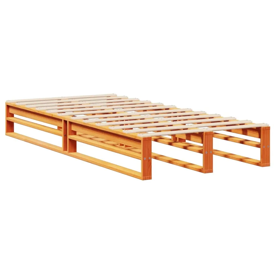 Lit bibliothèque sans matelas cire marron 75x190 cm bois massif - 5