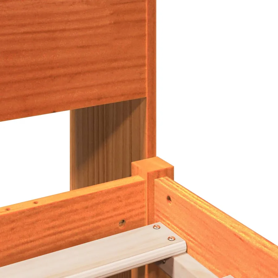 Lit bibliothèque sans matelas cire marron 150x200cm bois massif - 9