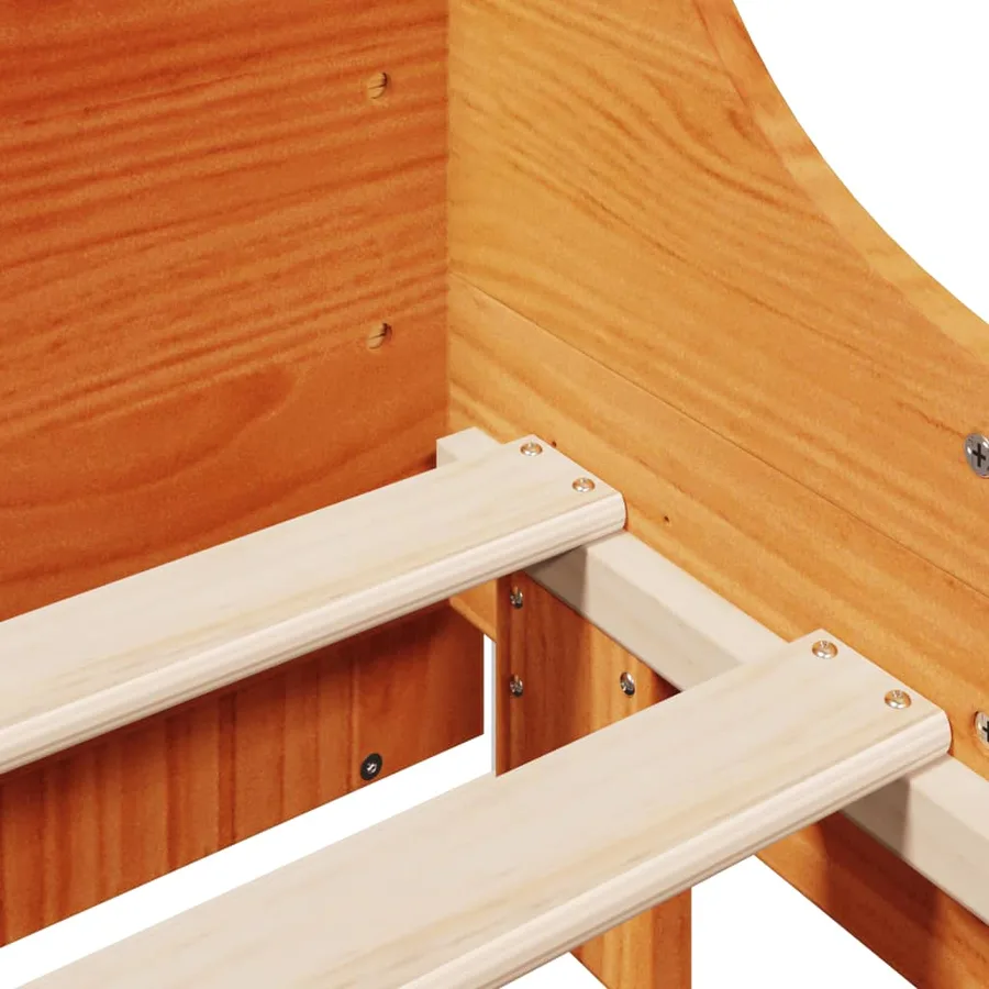Lit bibliothèque sans matelas cire marron 150x200cm bois massif - 9