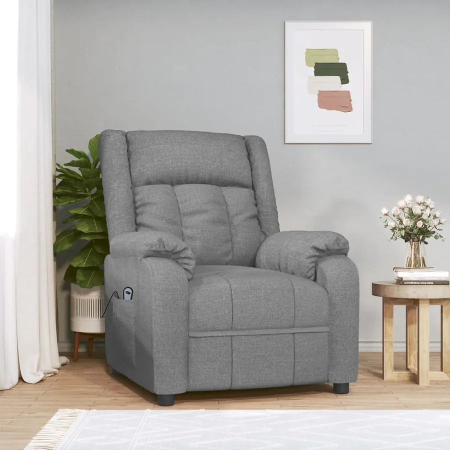 Fauteuil inclinable électrique Gris clair Tissu