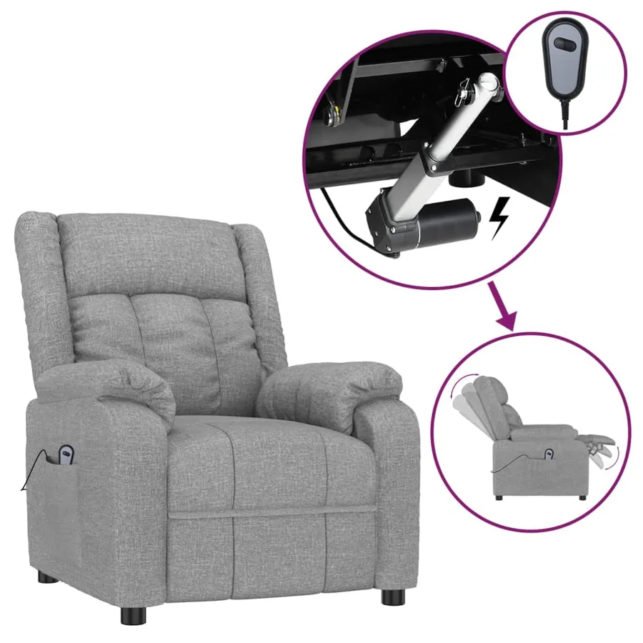 Fauteuil inclinable électrique Gris clair Tissu - 2