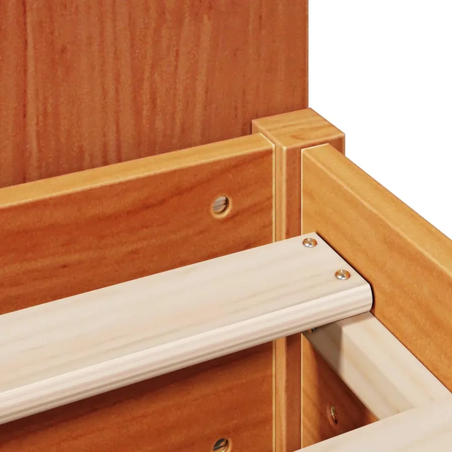 Lit bibliothèque sans matelas cire marron 120x190cm pin massif - 10