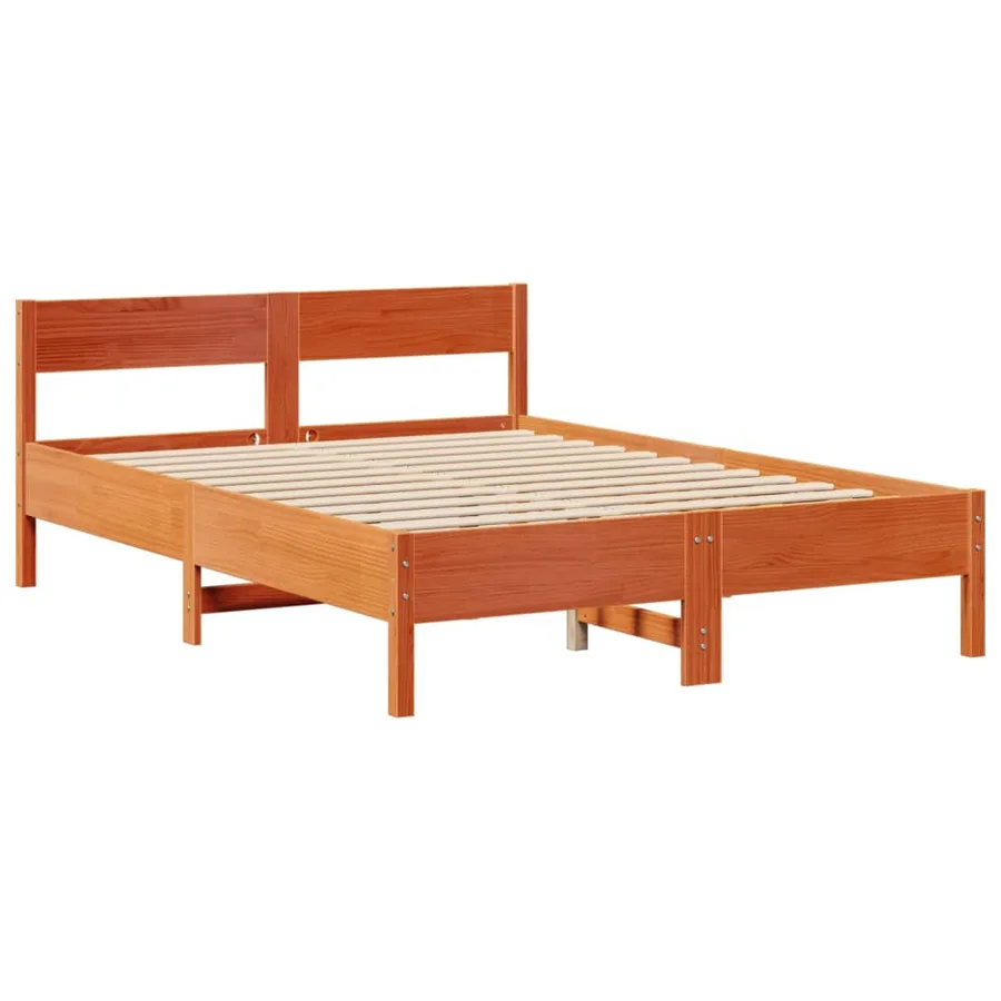 Lit bibliothèque sans matelas cire marron 120x190cm pin massif - 8