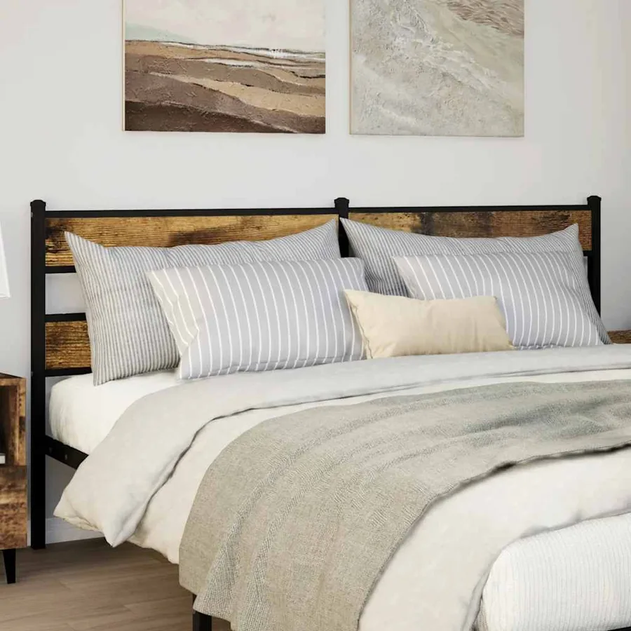 Tête de lit de remplacement chêne fumé 180 cm fer et bois d'ingénierie