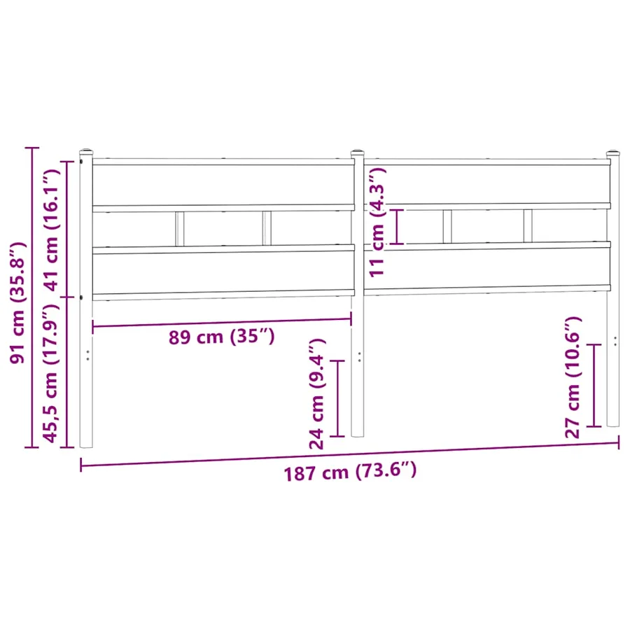 Tête de lit de remplacement chêne fumé 180 cm fer et bois d'ingénierie - 6