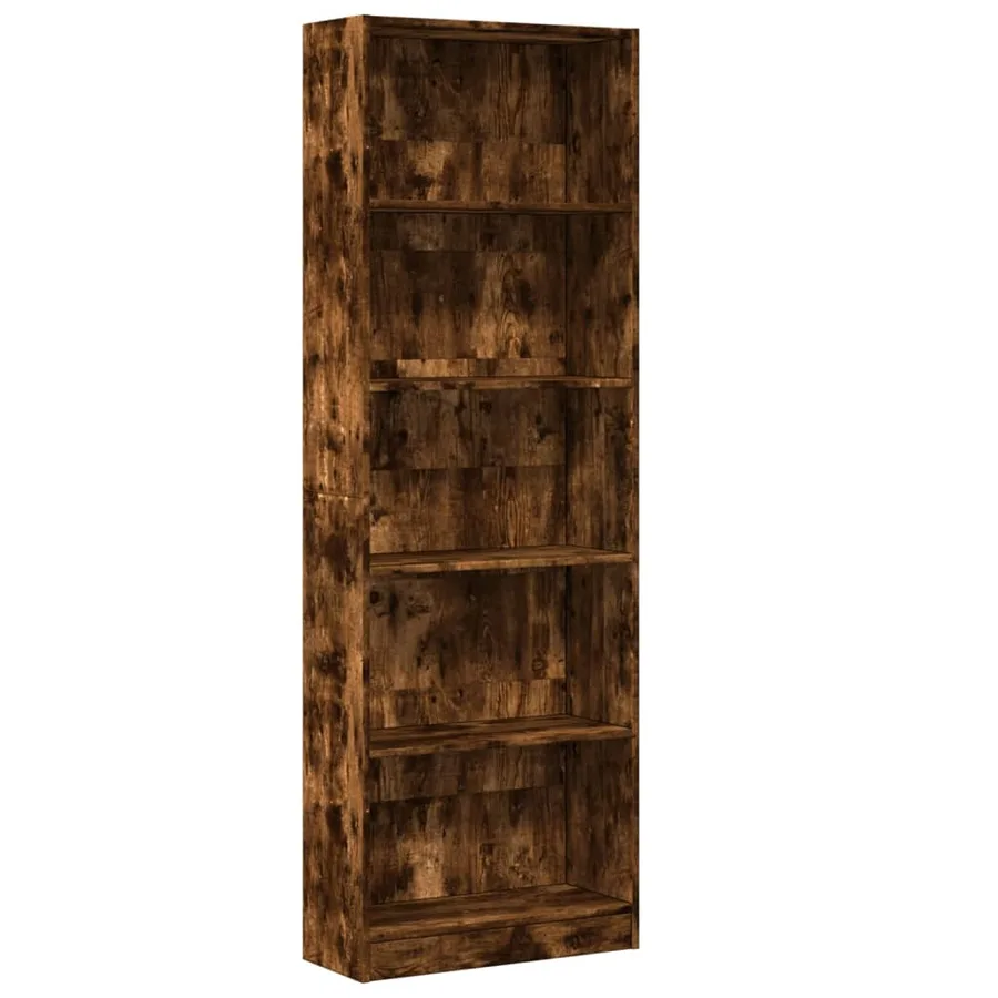 Bibliothèque chêne fumé 60x24x176 cm bois d'ingénierie - 2