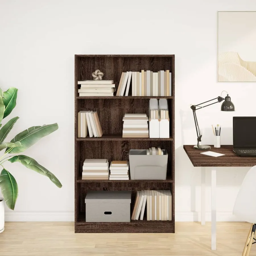 Bibliothèque chêne marron 80x24x143 cm bois d'ingénierie - 3