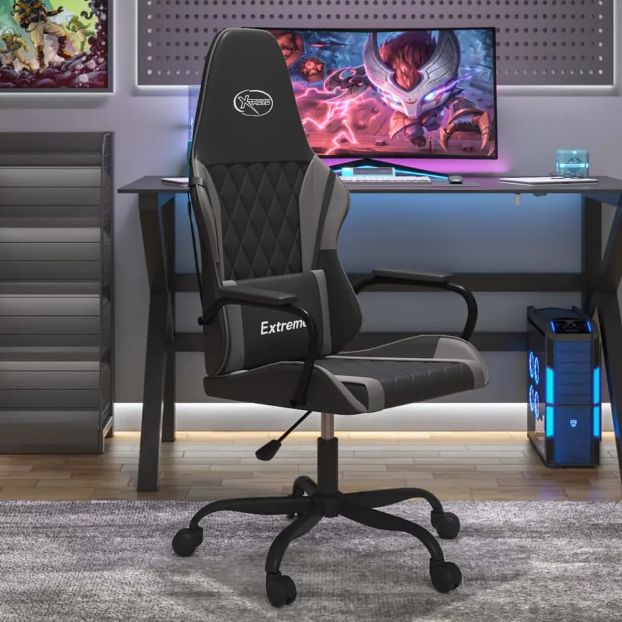 Chaise de jeu Noir et gris Similicuir