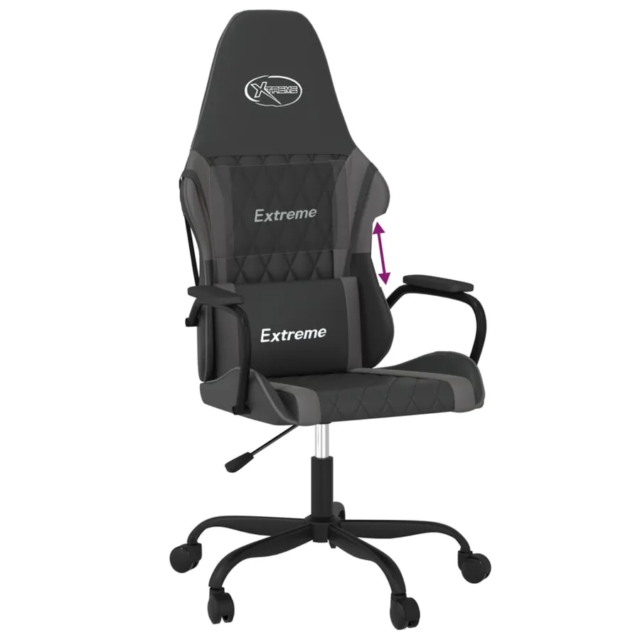 Chaise de jeu Noir et gris Similicuir - 6