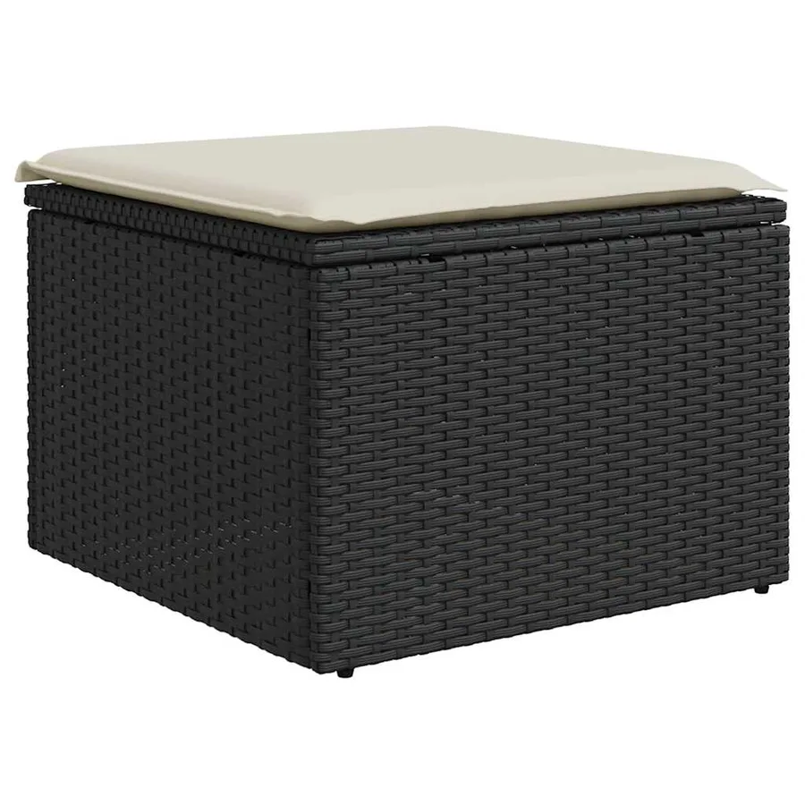 Salon de jardin 9 pcs avec coussins noir résine tressée - 6