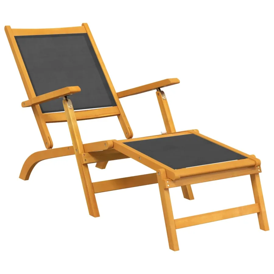 Chaise longue d'extérieur avec table Acacia massif et textilène - 3