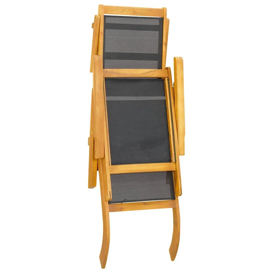 Chaise longue d'extérieur avec table Acacia massif et textilène - 5
