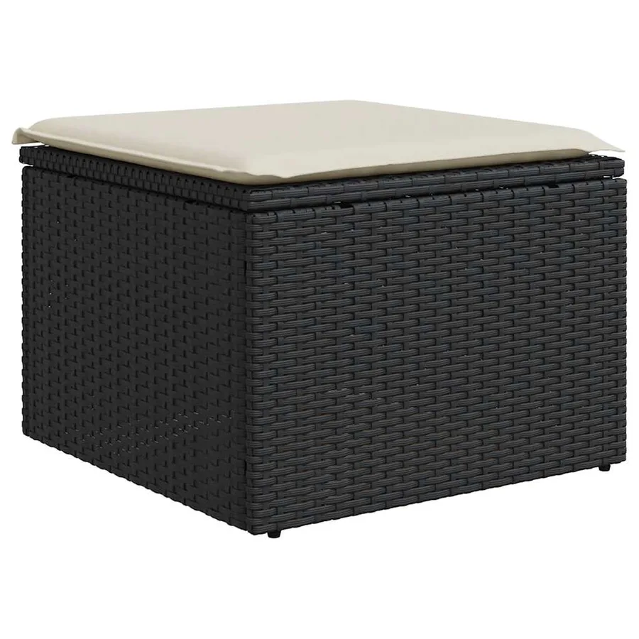 Salon de jardin 9 pcs avec coussins noir résine tressée - 7