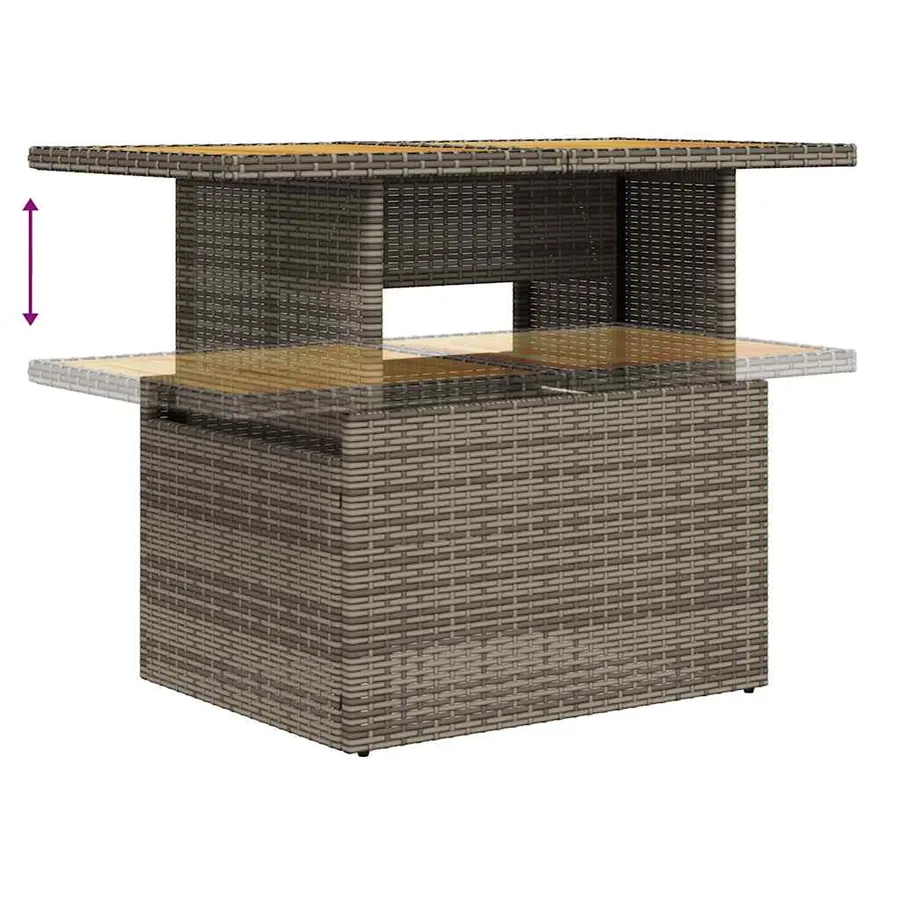 Salon de jardin 5 pcs avec coussins gris résine tressée - 10