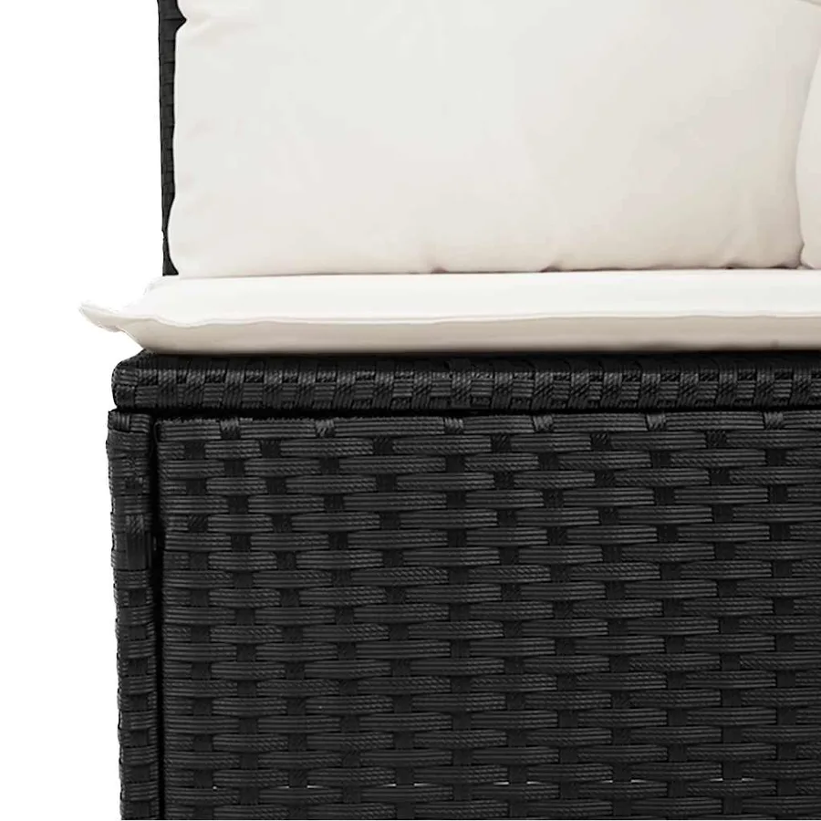 Salon de jardin 6 pcs avec coussins noir résine tressée acacia - 9
