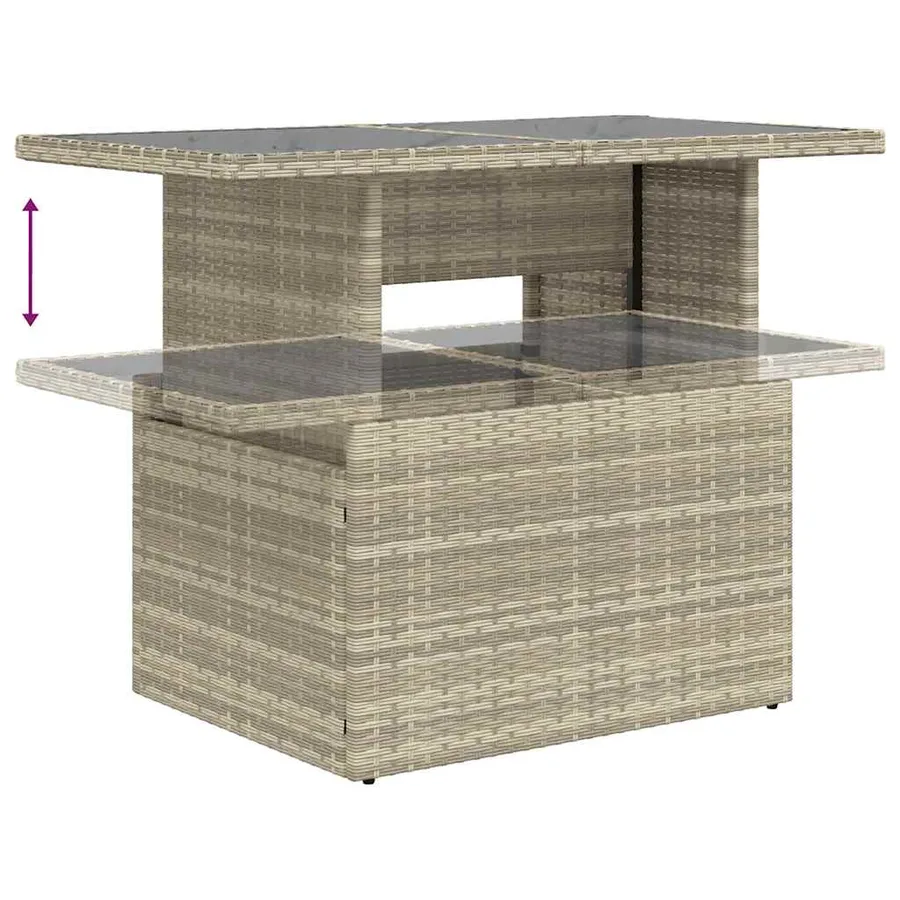 Salon de jardin 8 pcs avec coussins gris clair résine tressée - 11