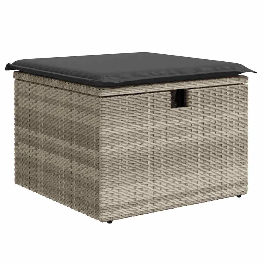 Salon de jardin 8 pcs avec coussins gris clair résine tressée - 5