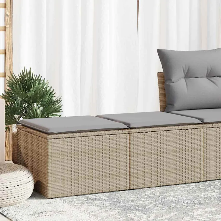 Salon de jardin avec coussins 2 pcs beige résine tressée acacia
