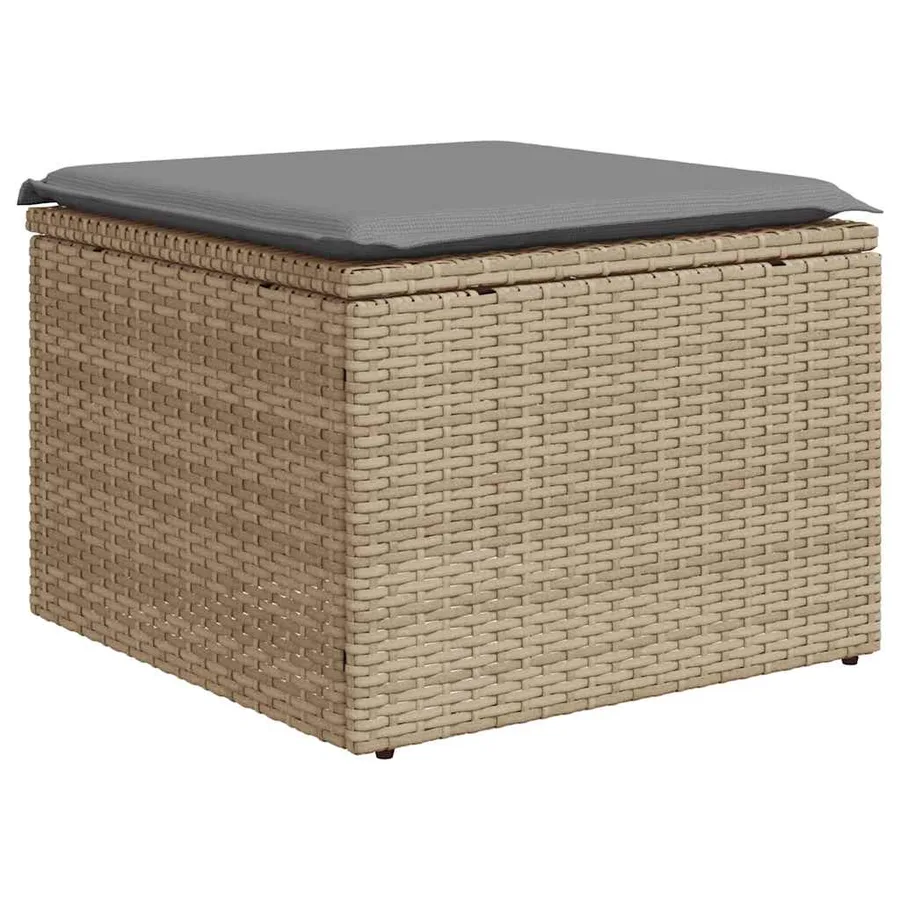Salon de jardin avec coussins 2 pcs beige résine tressée acacia - 4