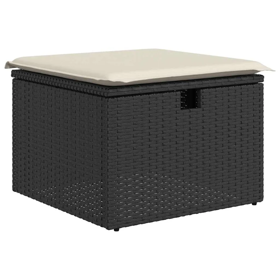 Salon de jardin 6 pcs avec coussins noir résine tressée acacia - 5