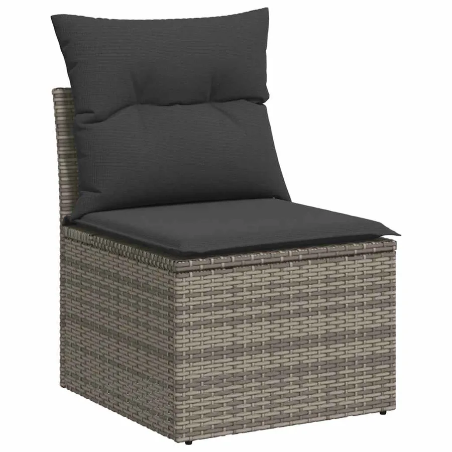 Salon de jardin 2 pcs avec coussins gris résine tressée acacia - 4