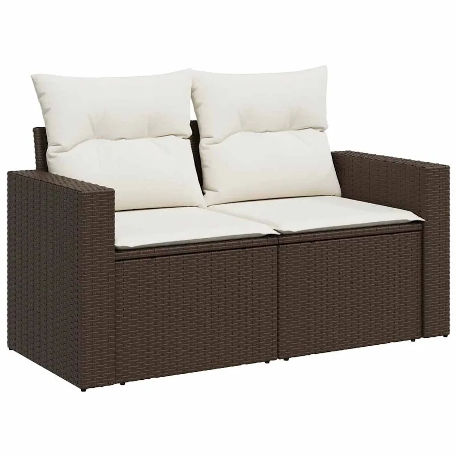 Salon de jardin et coussins 11 pcs marron résine tressée - 5