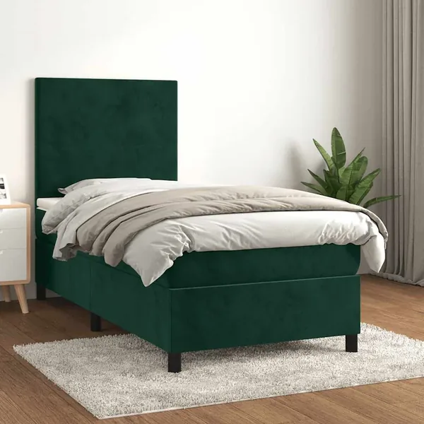 Sommier à lattes de lit et matelas Vert foncé 80x200 cm Velours