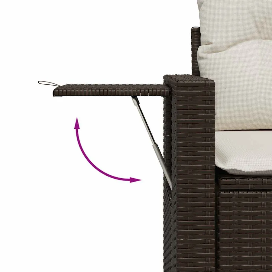 Salon de jardin 8 pcs avec coussins marron résine tressée - 11