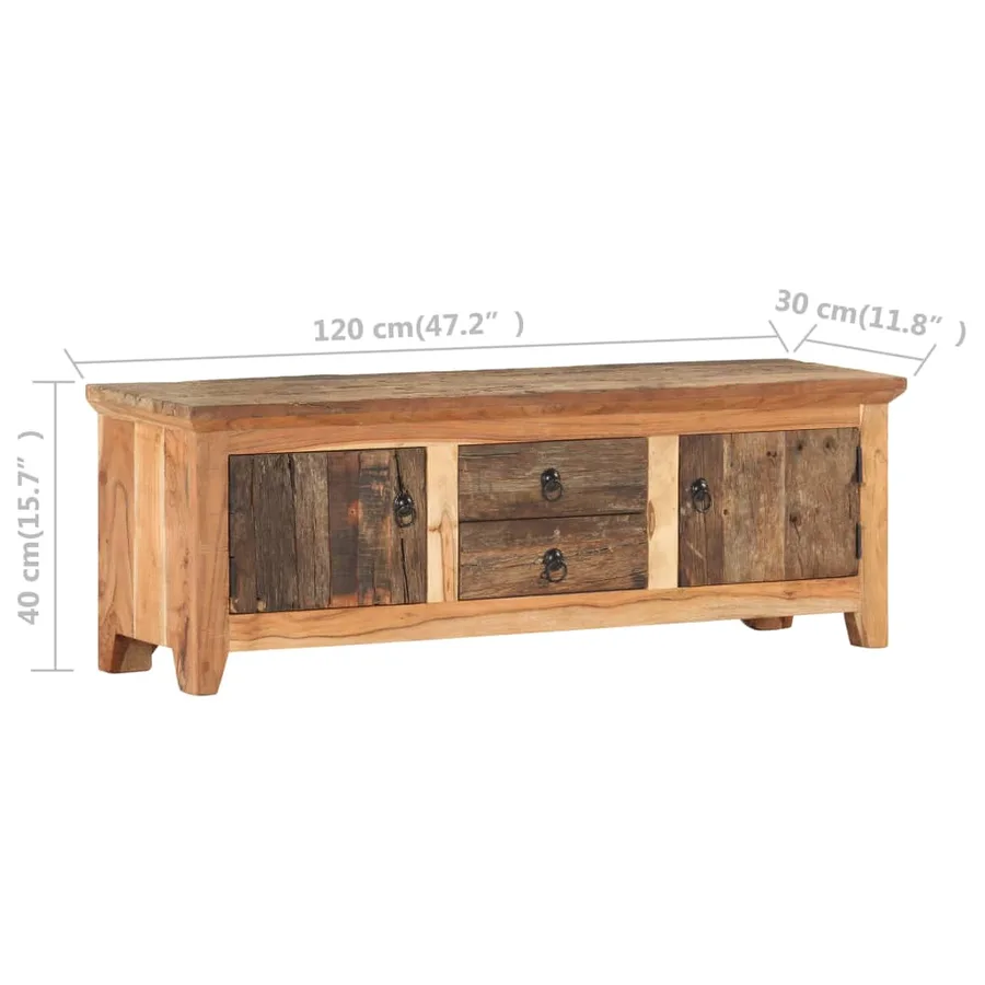 Meuble TV 120x30x40 cm Bois d'acacia et de récupération massif - 8