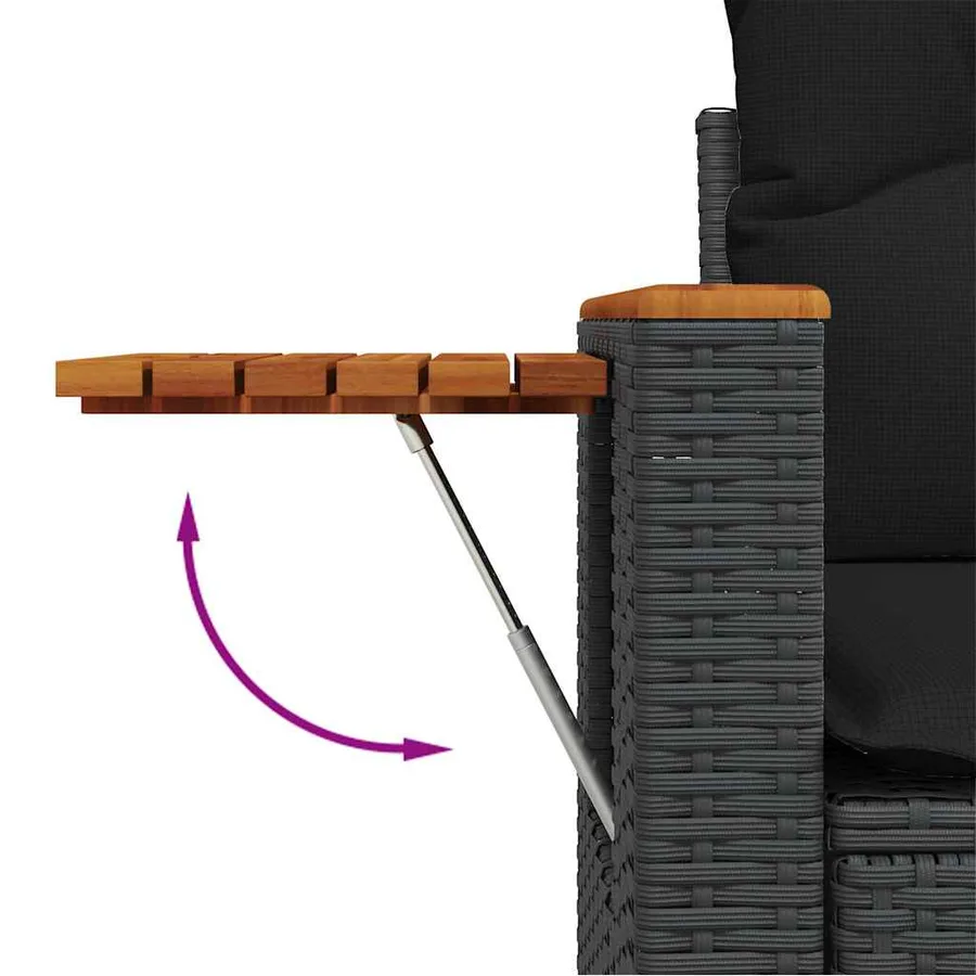 Salon de jardin 7 pcs avec coussins noir résine tressée 55 x 62 x 69 cm - 60,8 kg - 16