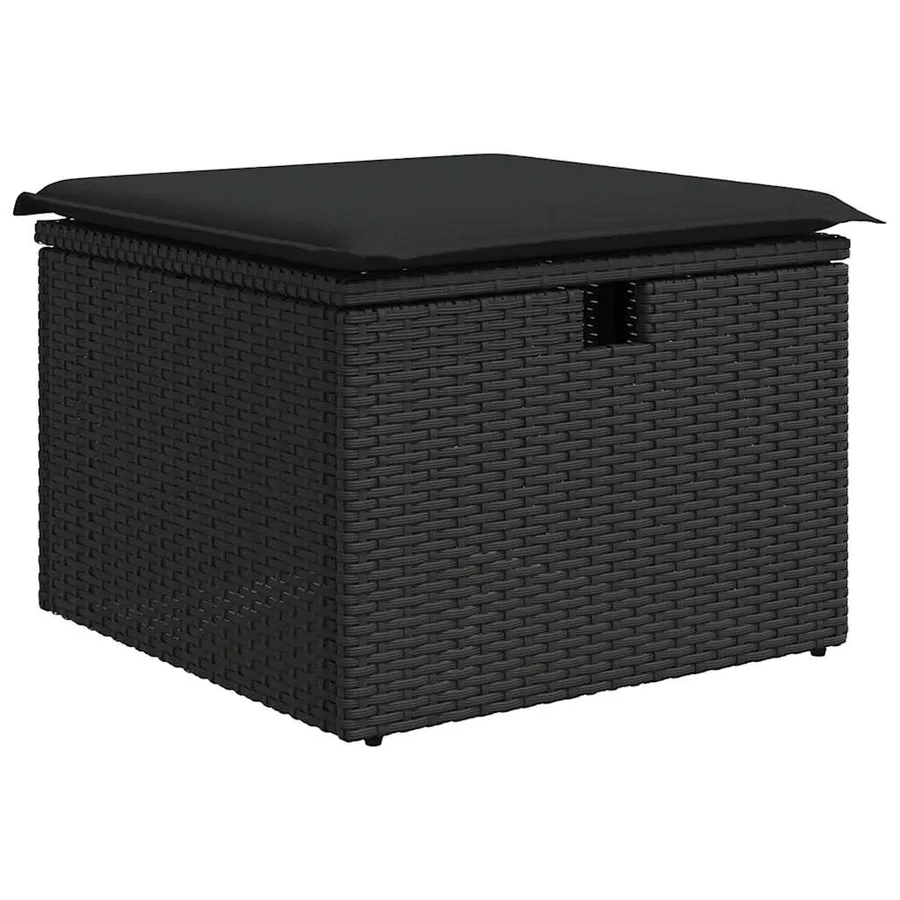 Salon de jardin 6 pcs avec coussins noir résine tressée - 6