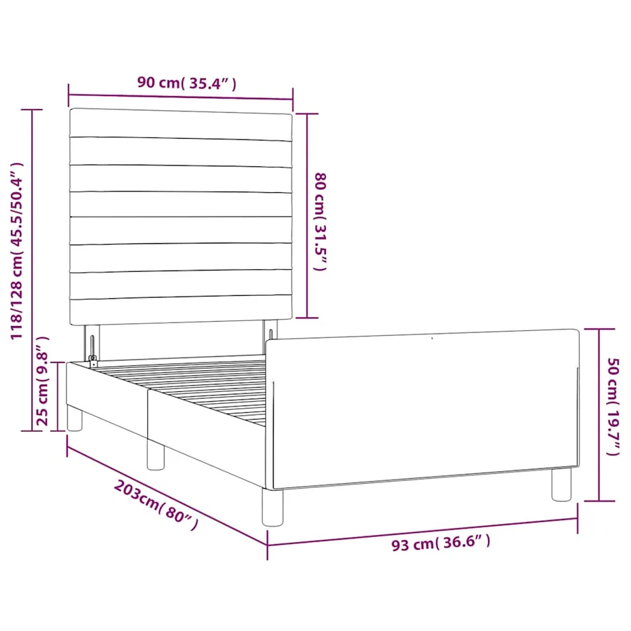 Cadre de lit sans matelas bleu foncé 90x200 cm velours - 14